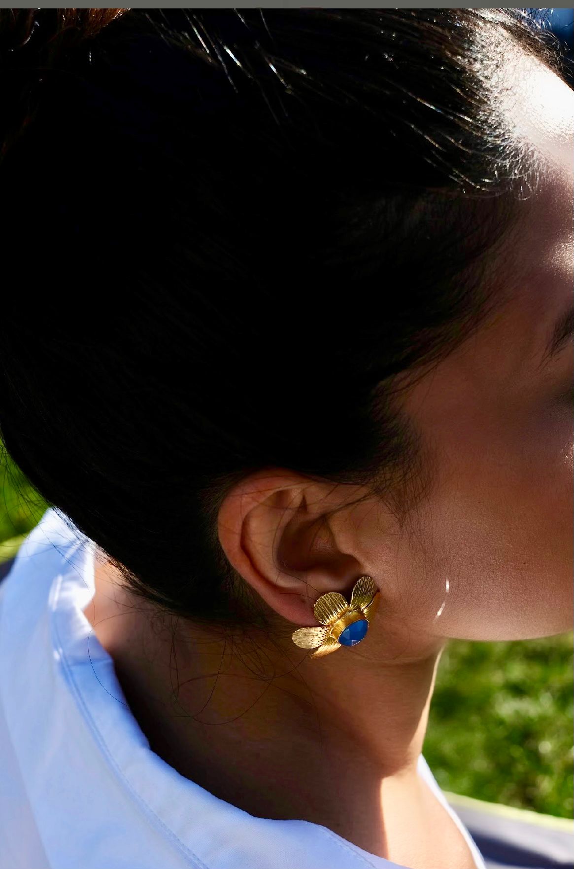 Sapphire Floral Bloom Earrings